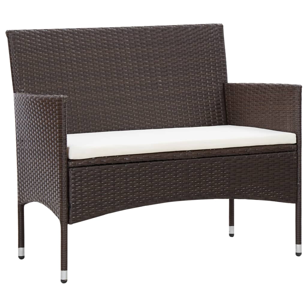 haveloungesæt 5 dele med hynder polyrattan brun