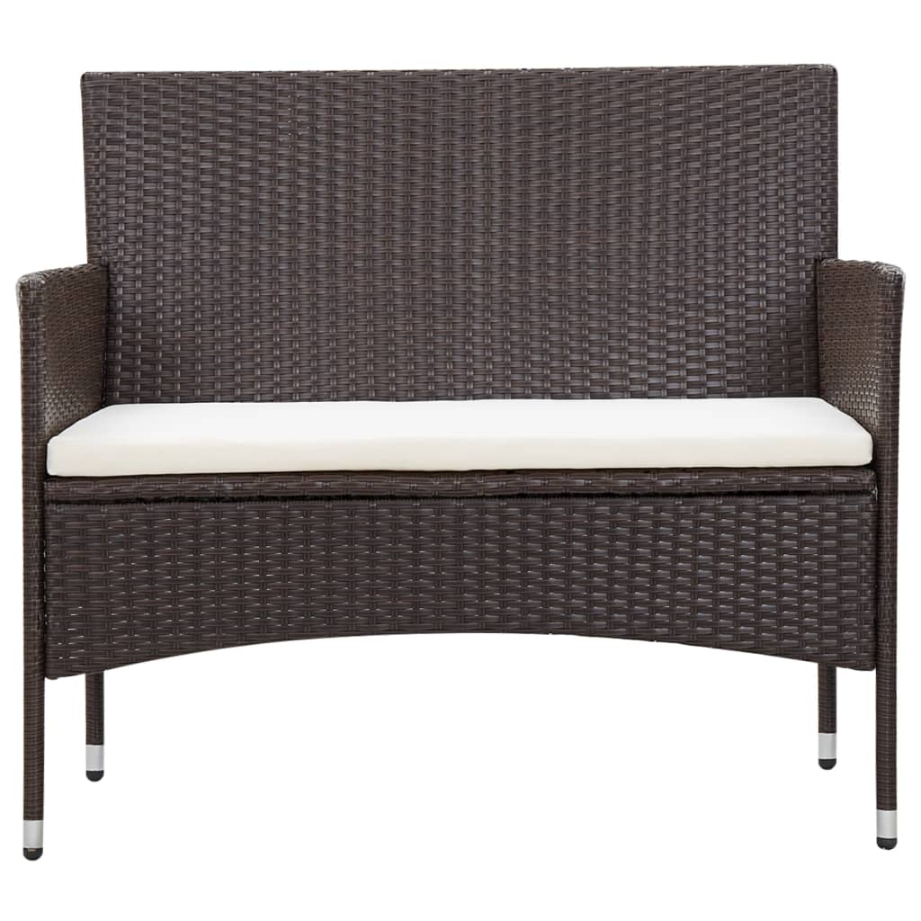 haveloungesæt 5 dele med hynder polyrattan brun