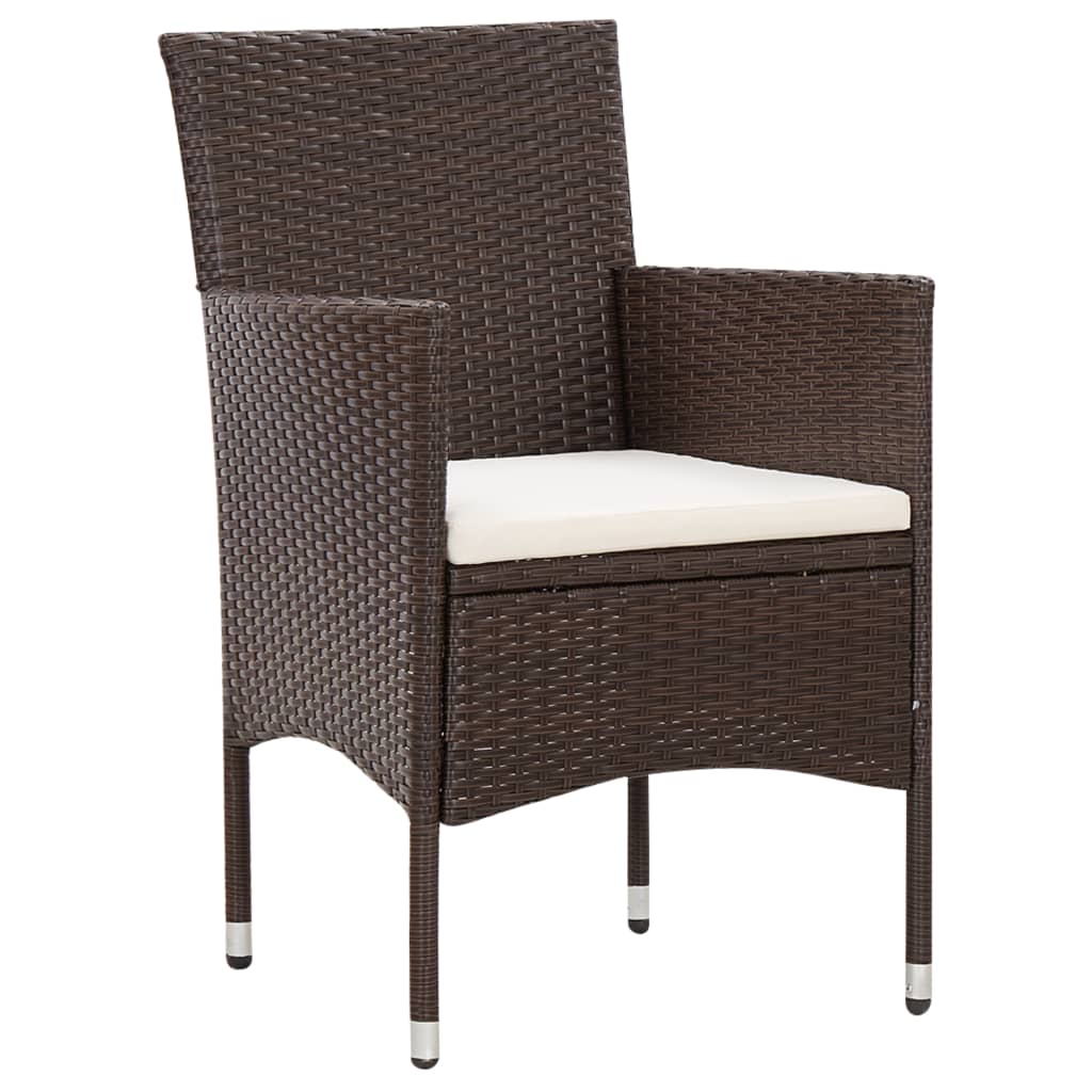haveloungesæt 5 dele med hynder polyrattan brun