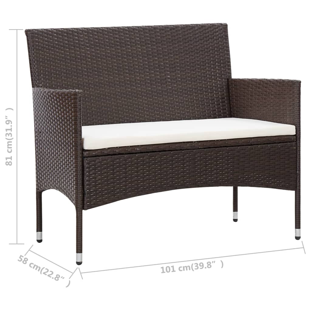 haveloungesæt 5 dele med hynder polyrattan brun