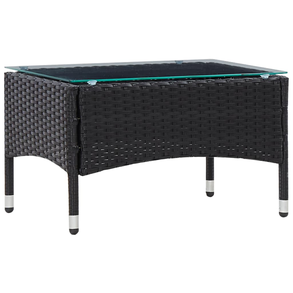 haveloungesæt 5 dele med hynder polyrattan sort
