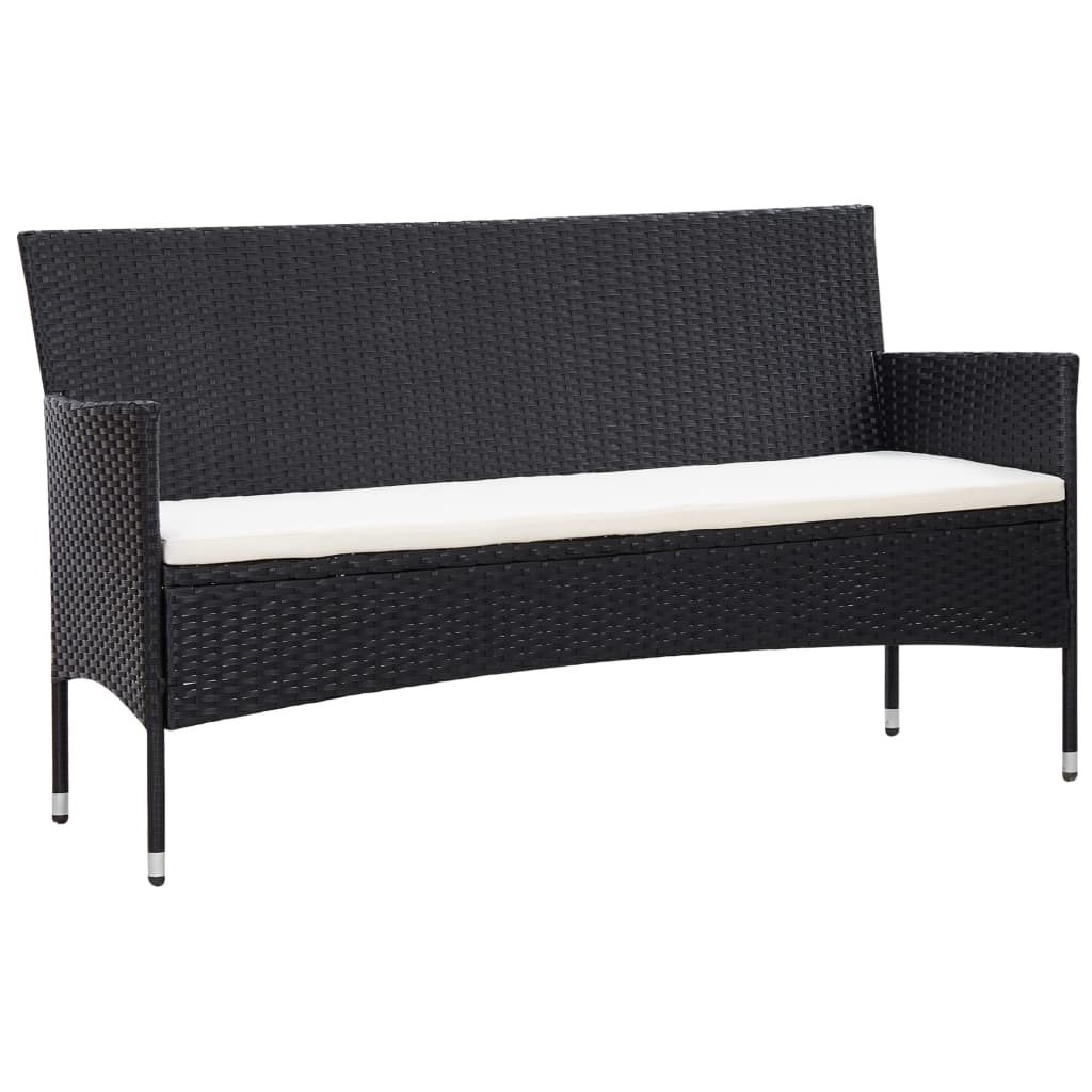 haveloungesæt 5 dele med hynder polyrattan sort