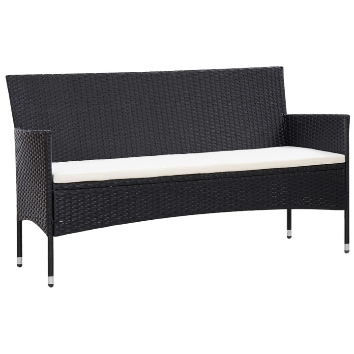 haveloungesæt 5 dele med hynder polyrattan sort