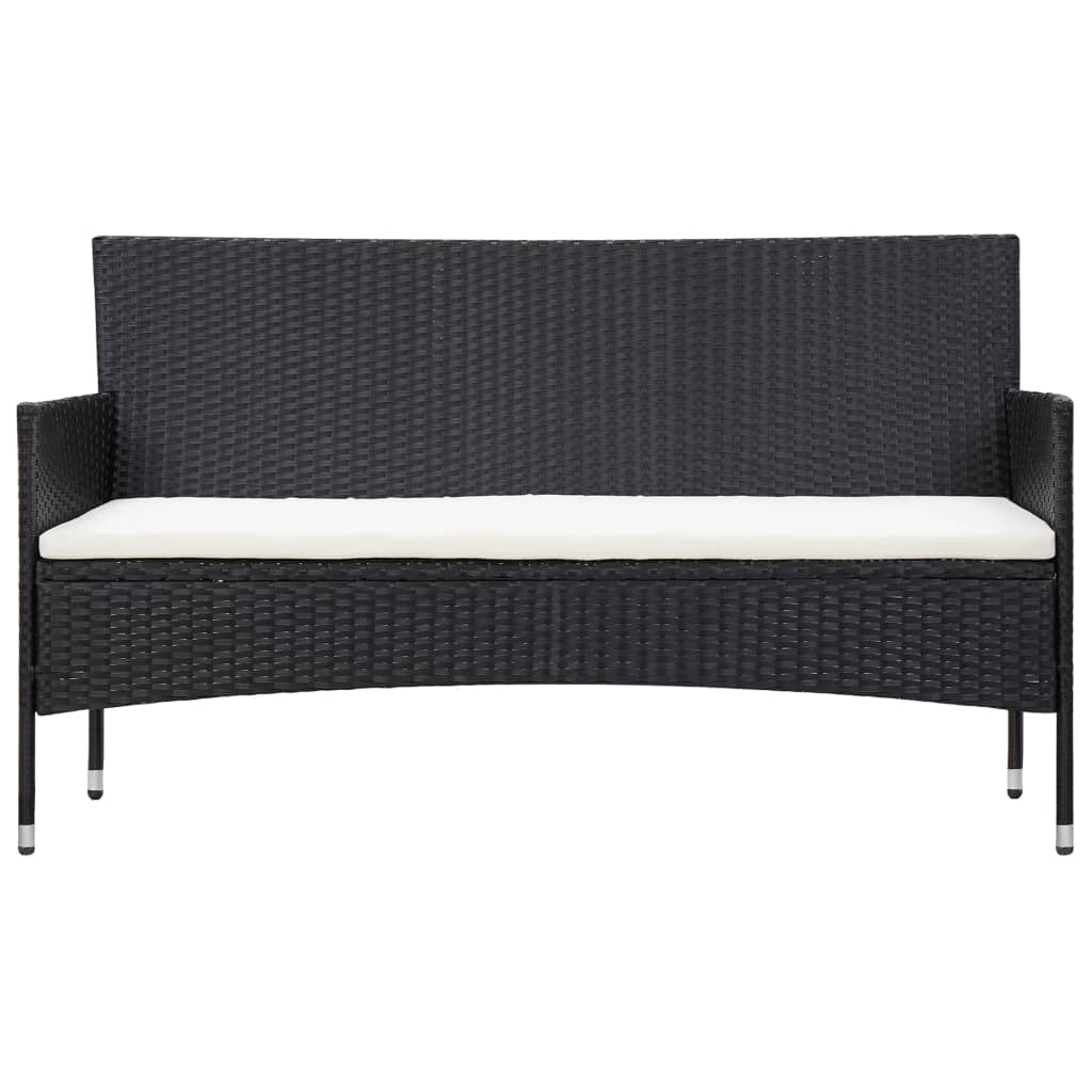 haveloungesæt 5 dele med hynder polyrattan sort