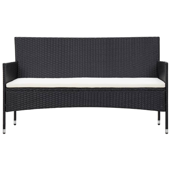 haveloungesæt 5 dele med hynder polyrattan sort