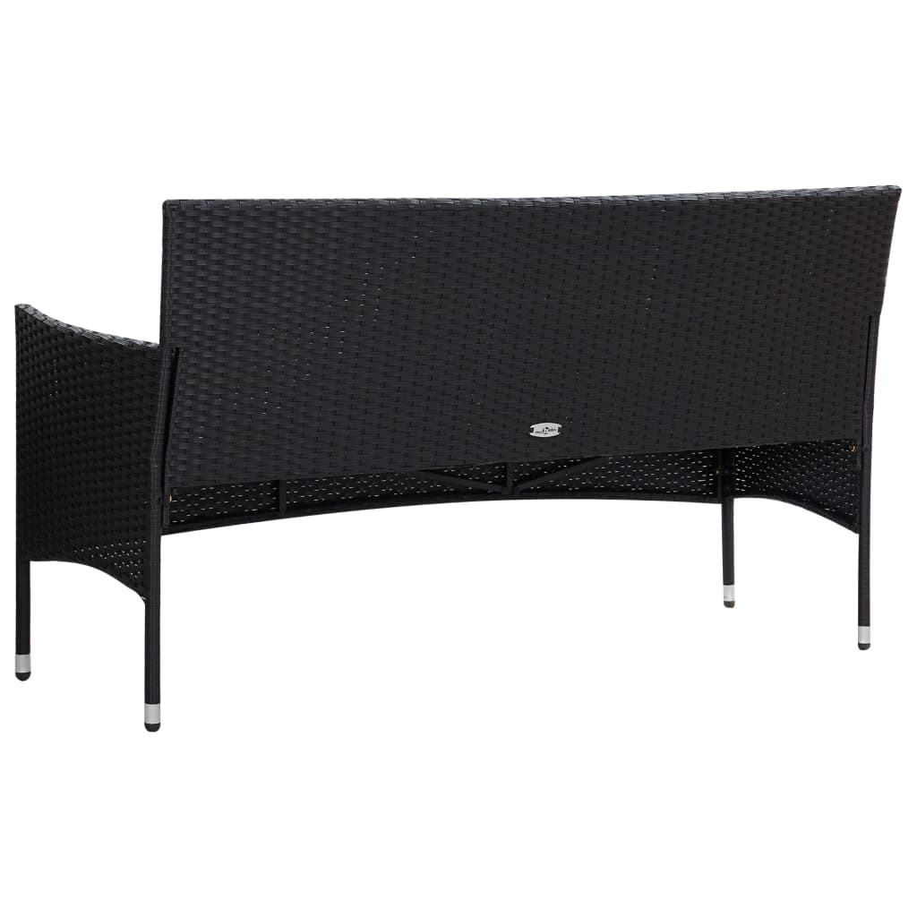 haveloungesæt 5 dele med hynder polyrattan sort