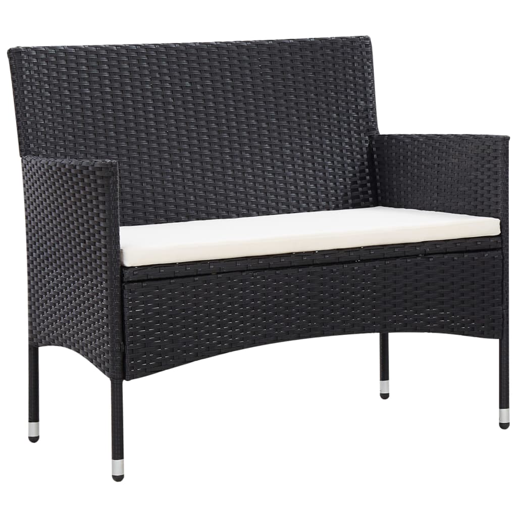 haveloungesæt 5 dele med hynder polyrattan sort