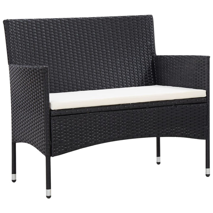 haveloungesæt 5 dele med hynder polyrattan sort