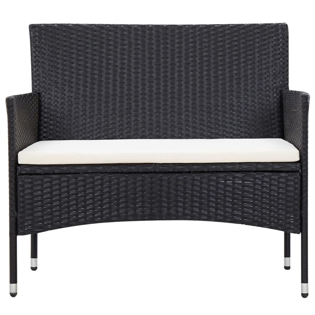 haveloungesæt 5 dele med hynder polyrattan sort