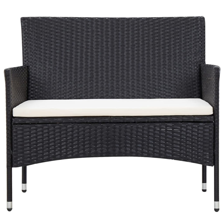 haveloungesæt 5 dele med hynder polyrattan sort