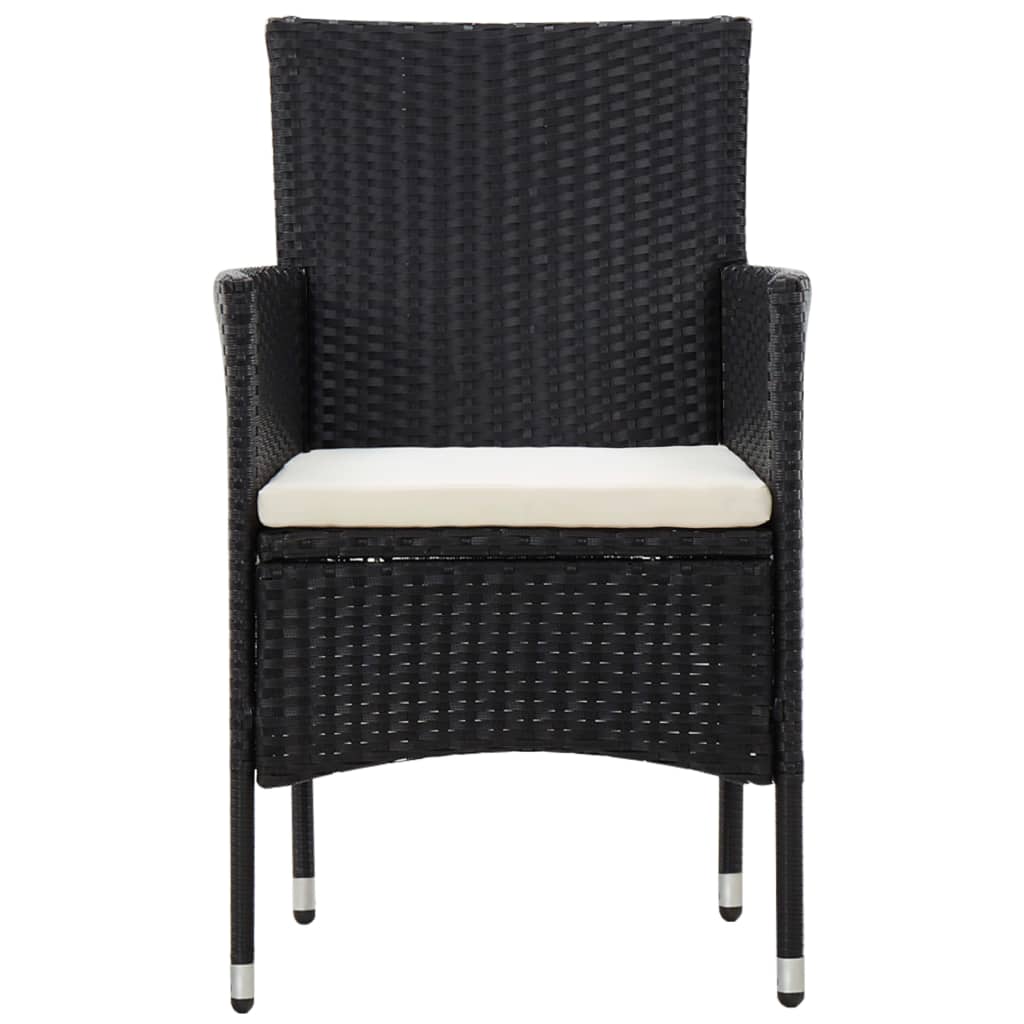 haveloungesæt 5 dele med hynder polyrattan sort