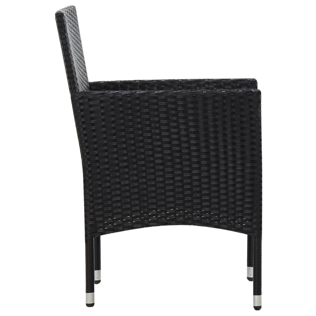 haveloungesæt 5 dele med hynder polyrattan sort