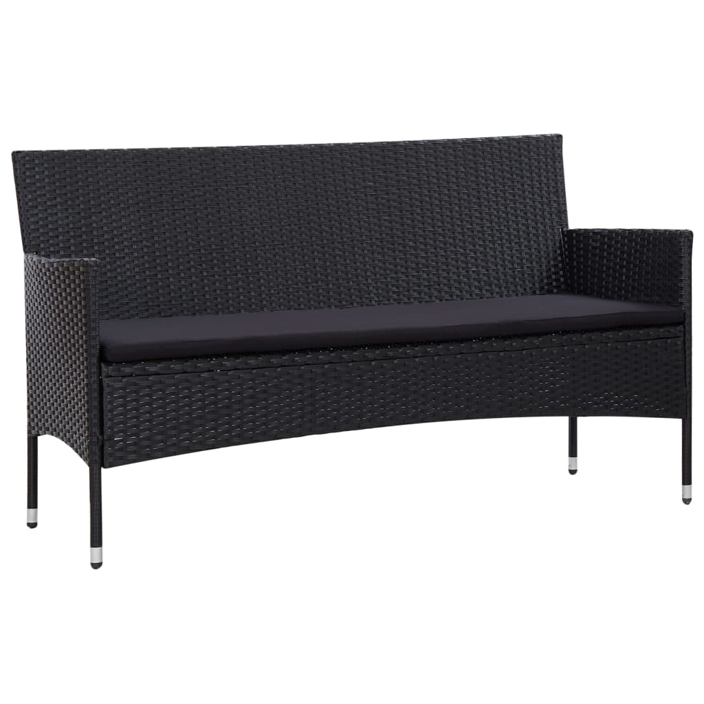 haveloungesæt 5 dele med hynder polyrattan sort