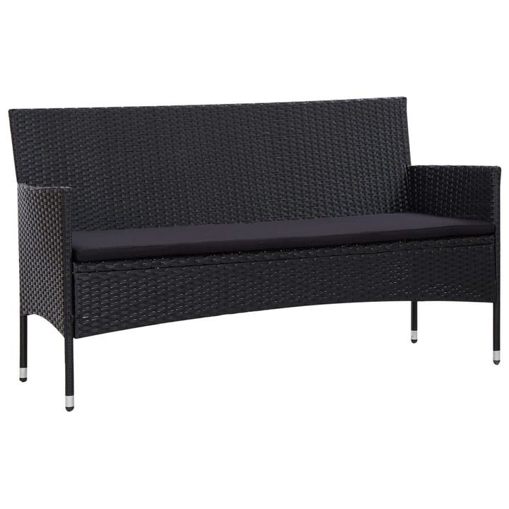 haveloungesæt 5 dele med hynder polyrattan sort