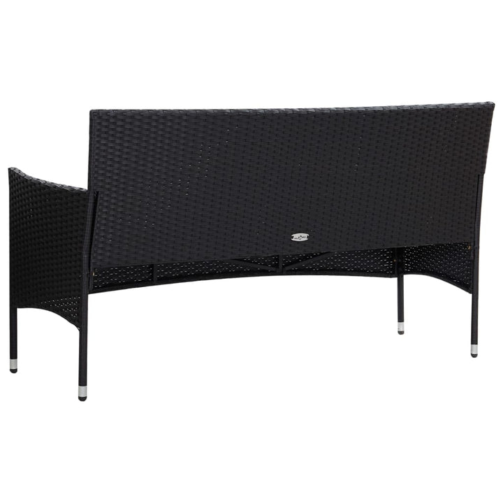 haveloungesæt 5 dele med hynder polyrattan sort
