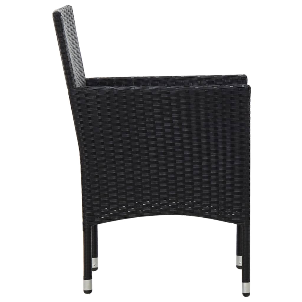 haveloungesæt 5 dele med hynder polyrattan sort