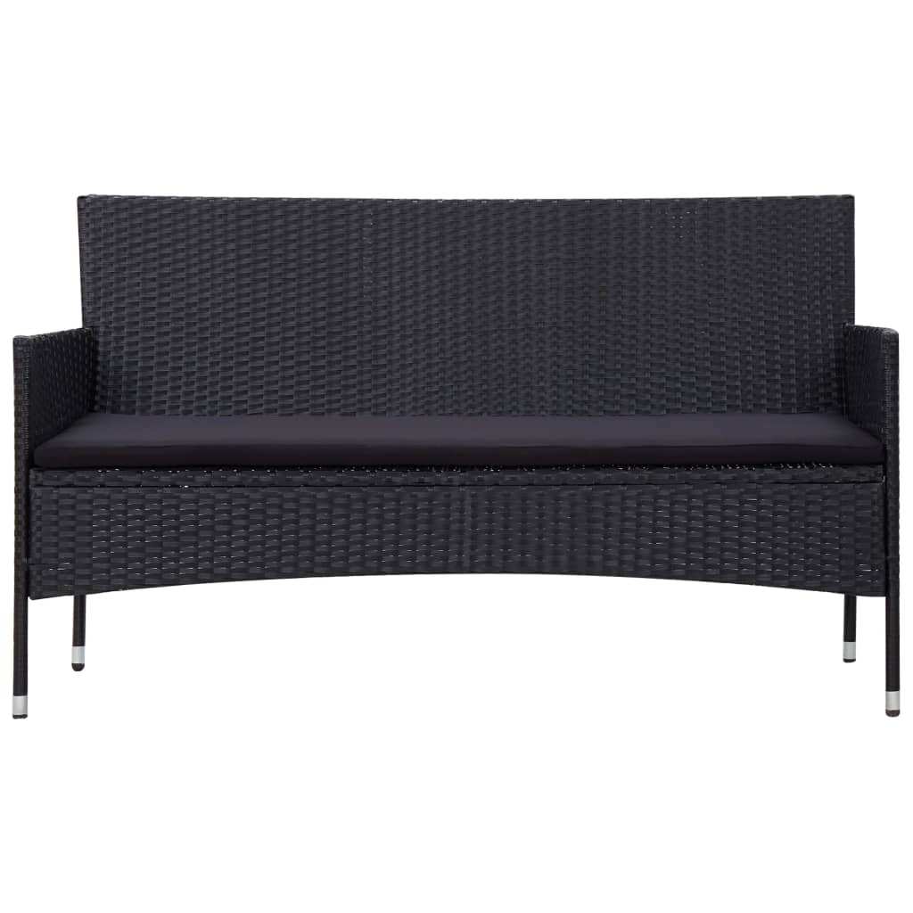 haveloungesæt 5 dele med hynder polyrattan sort