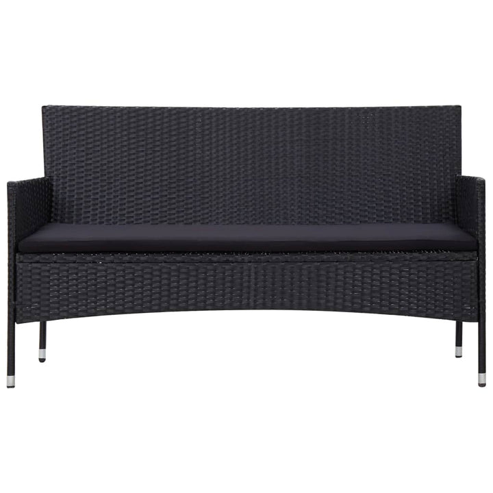 haveloungesæt 5 dele med hynder polyrattan sort