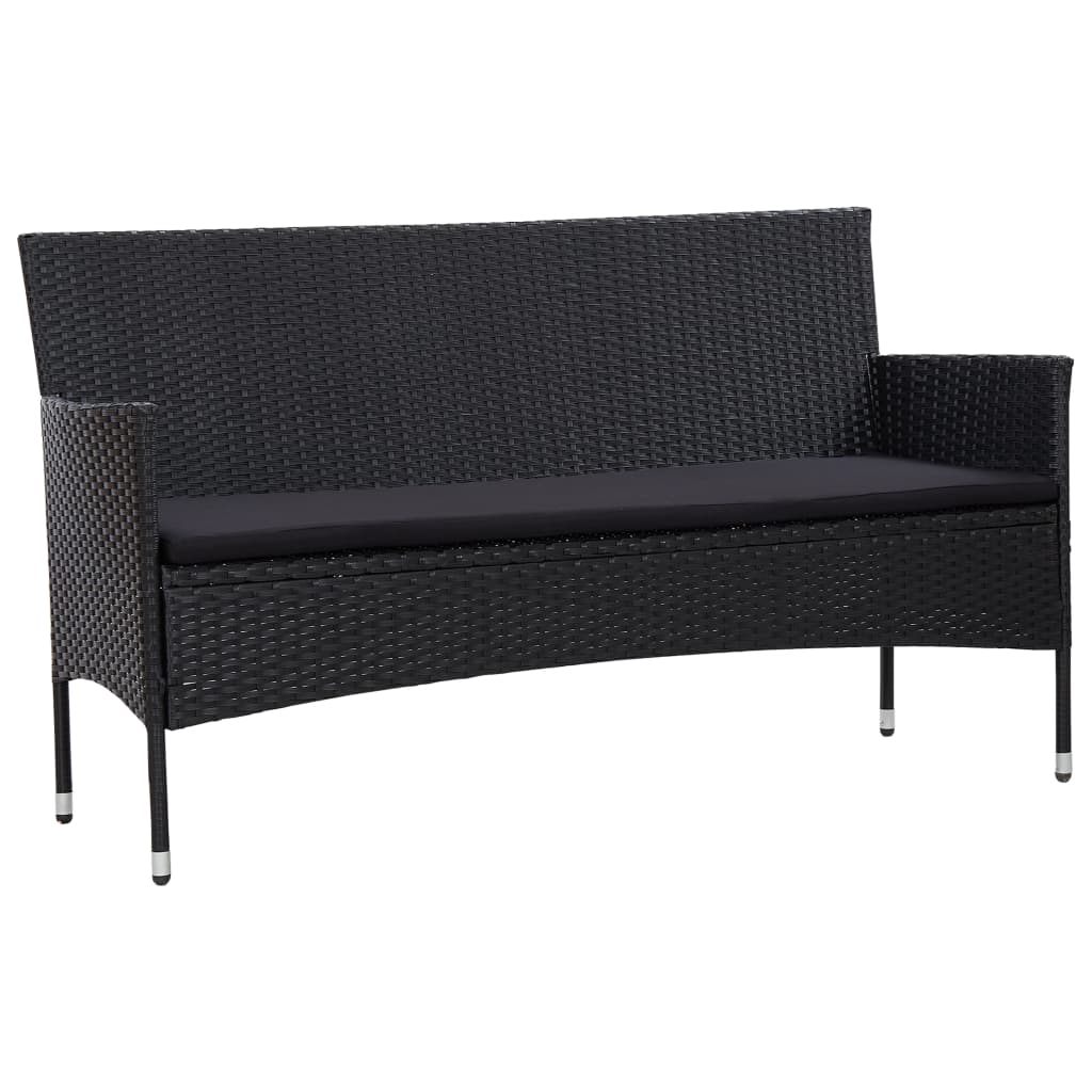 3-personers havesofa med hynder polyrattan sort