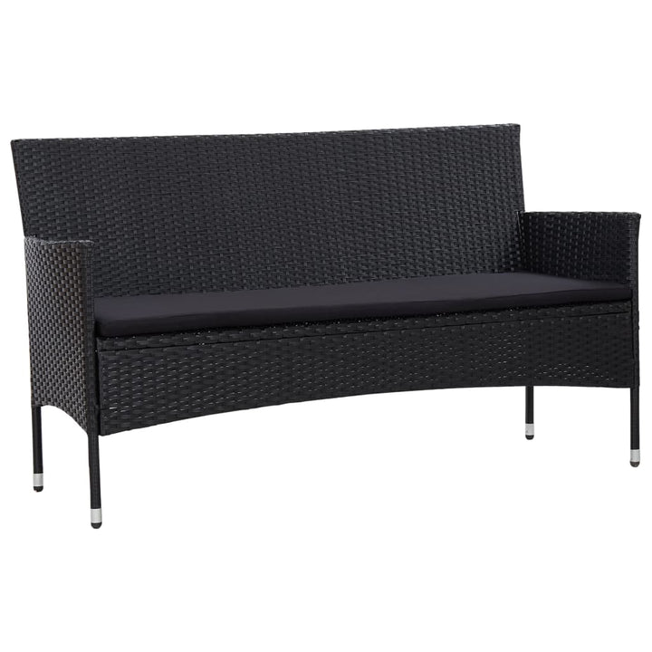 3-personers havesofa med hynder polyrattan sort