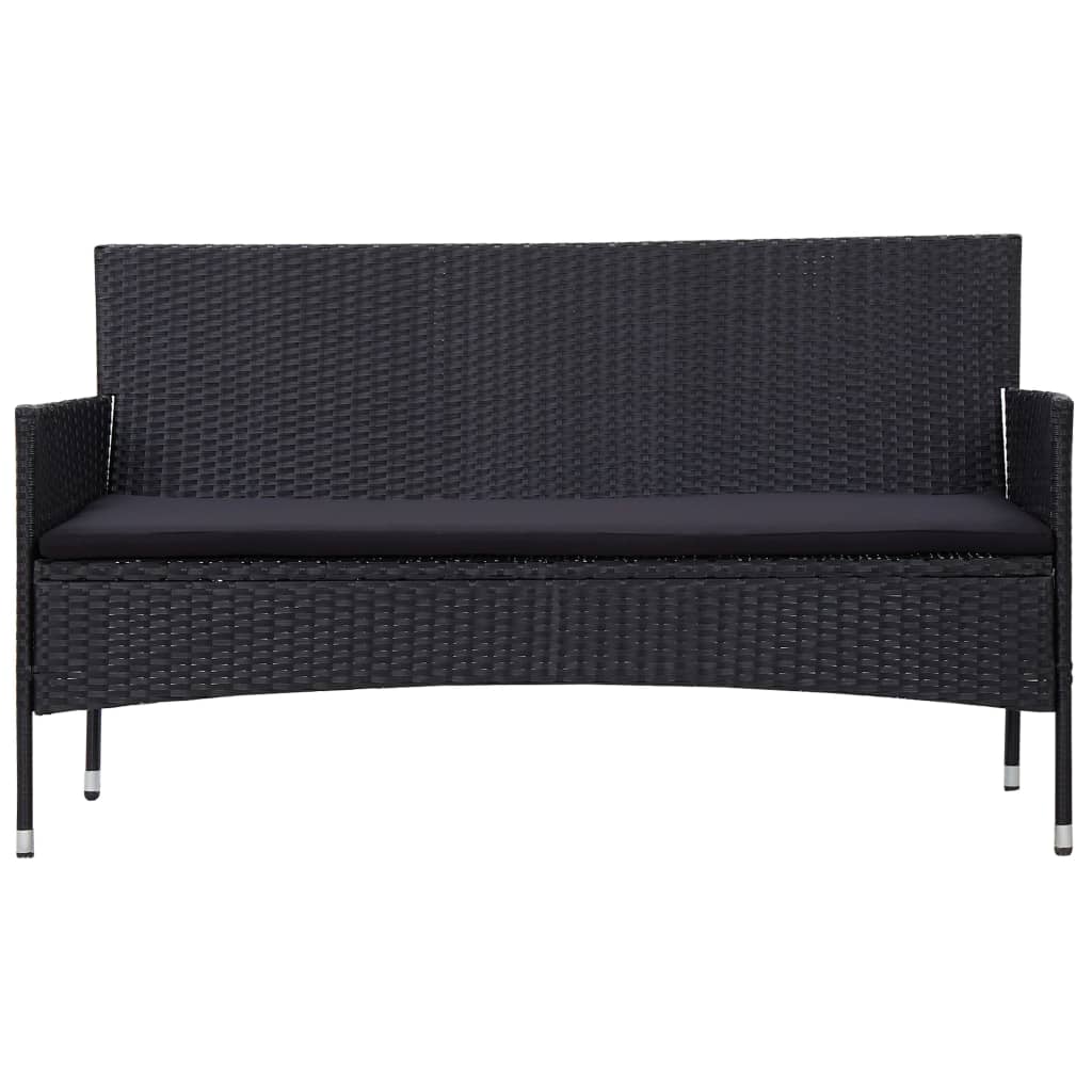 3-personers havesofa med hynder polyrattan sort