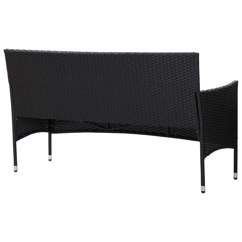3-personers havesofa med hynder polyrattan sort