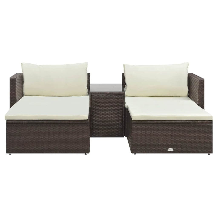 haveloungesæt 5 dele med hynder polyrattan brun