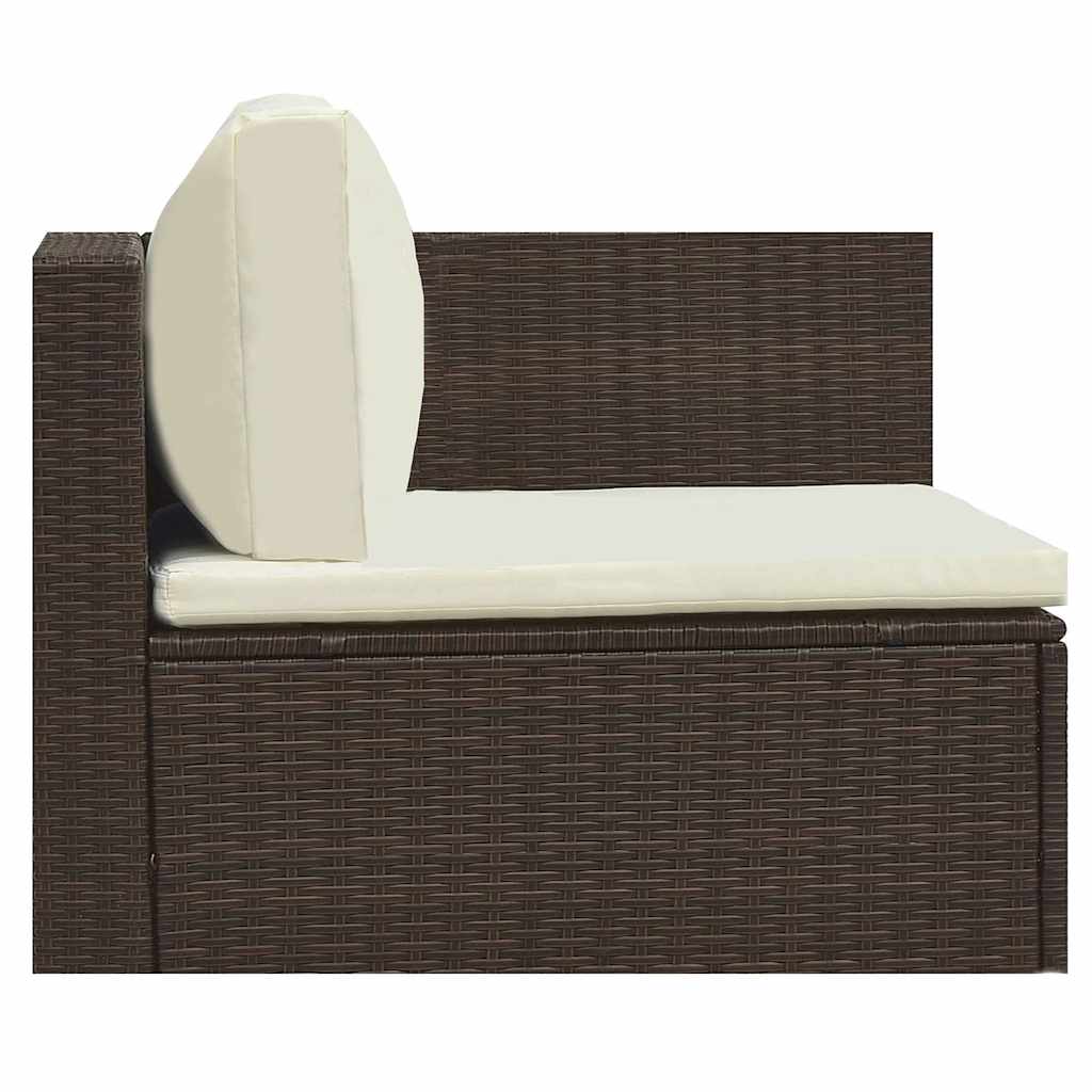 haveloungesæt 5 dele med hynder polyrattan brun