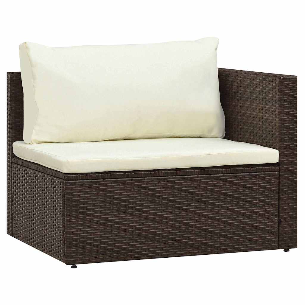 haveloungesæt 5 dele med hynder polyrattan brun