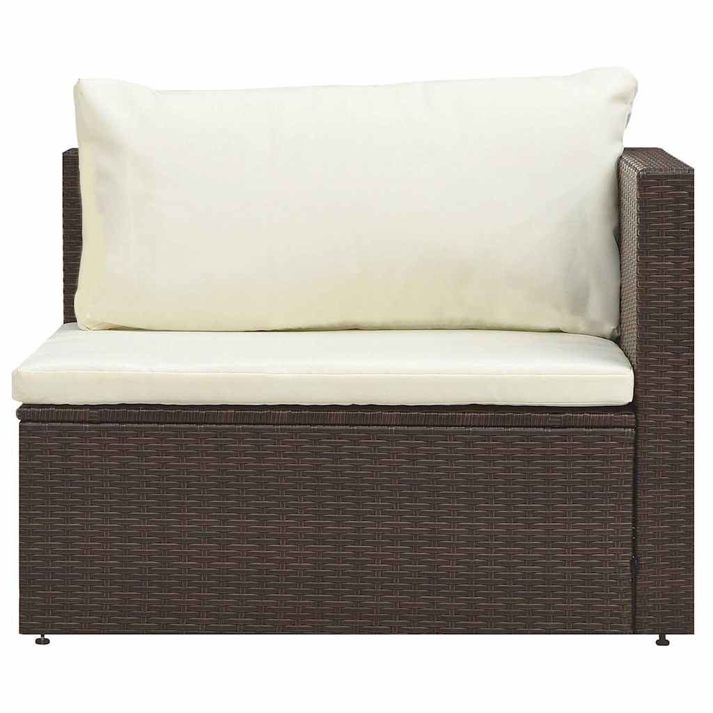 haveloungesæt 5 dele med hynder polyrattan brun