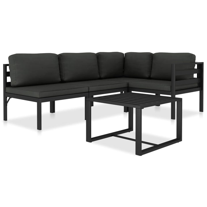 loungesæt med hynder 5 dele aluminium antracitgrå