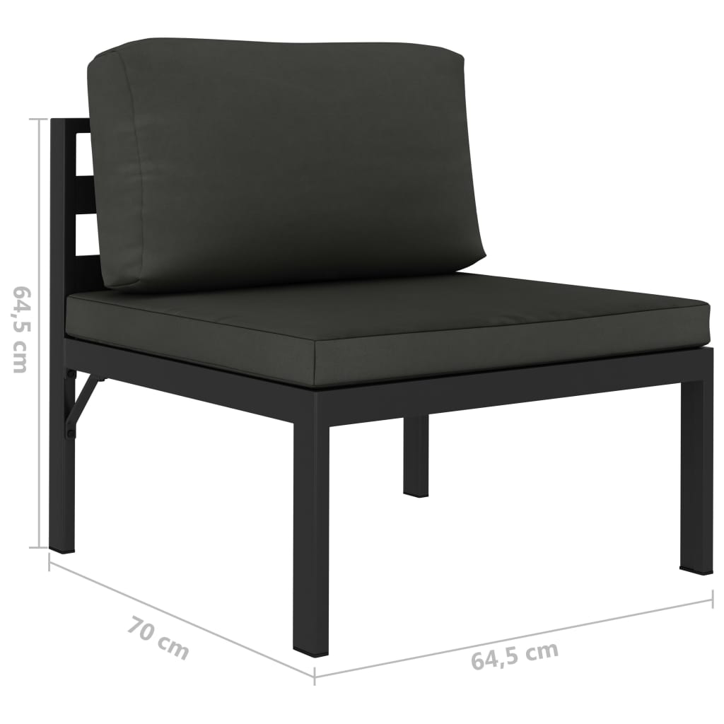 loungesæt med hynder 8 dele aluminium antracitgrå