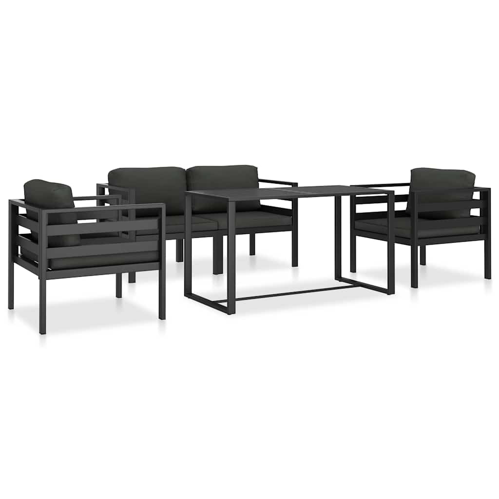 loungesæt med hynder 5 dele aluminium antracitgrå