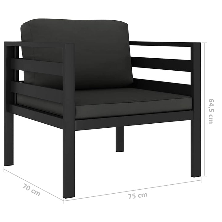 loungesæt med hynder 5 dele aluminium antracitgrå