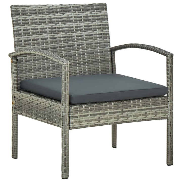 loungesæt til haven 4 dele med hynder polyrattan grå