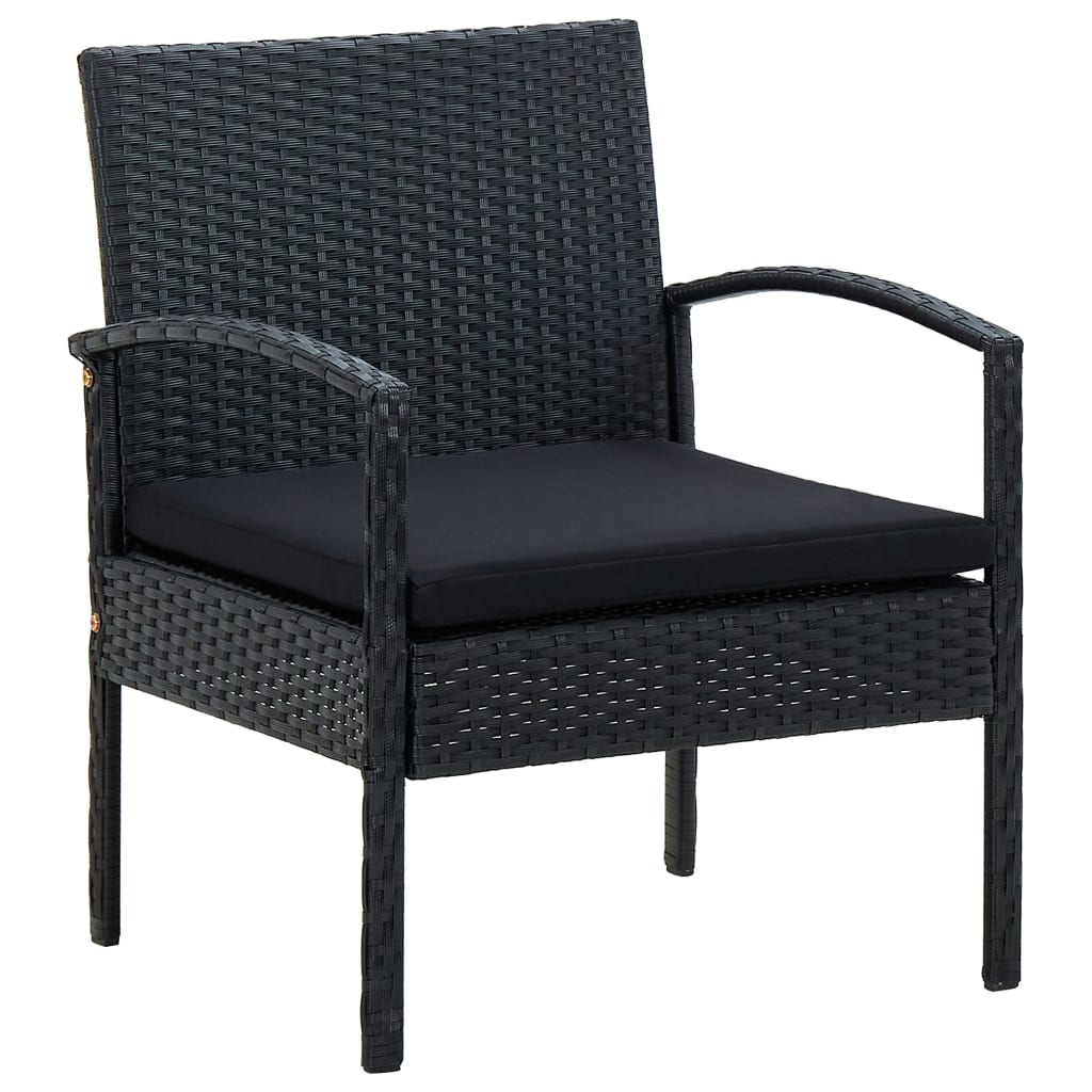 loungesæt til haven 4 dele med hynder polyrattan sort