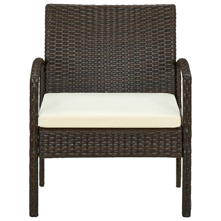 havestol med hynde polyrattan brun