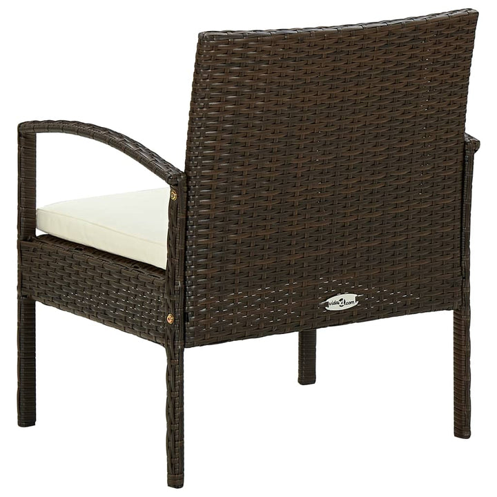 havestol med hynde polyrattan brun