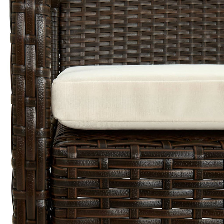 havestol med hynde polyrattan brun
