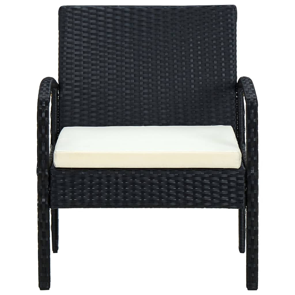 havestol med hynde polyrattan sort