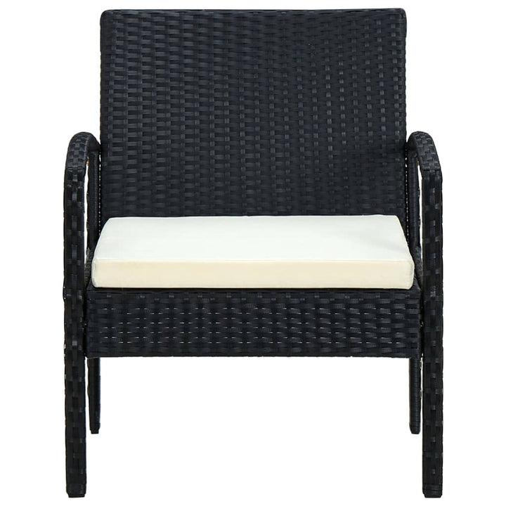 havestol med hynde polyrattan sort