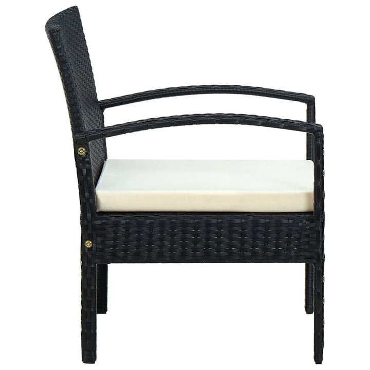 havestol med hynde polyrattan sort