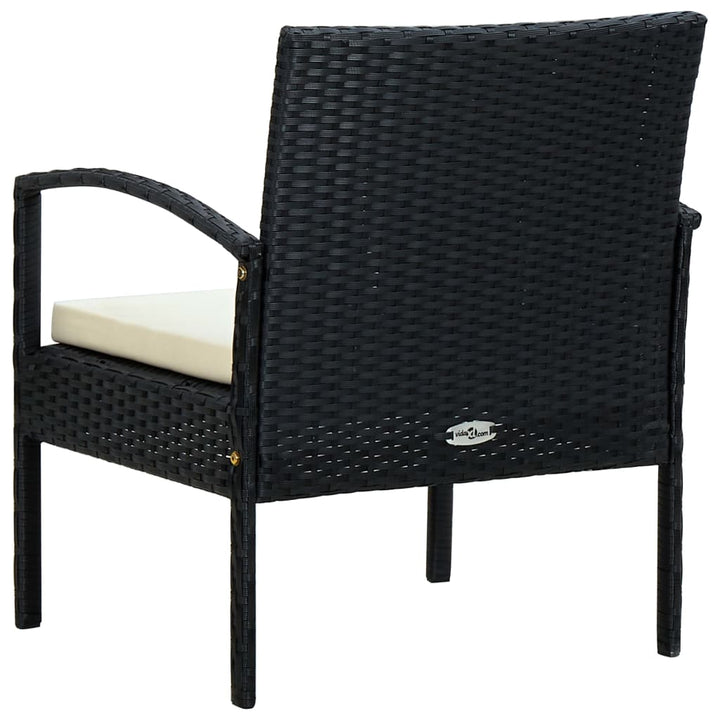 havestol med hynde polyrattan sort
