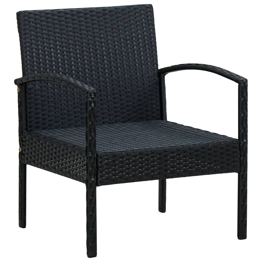 havestol med hynde polyrattan sort