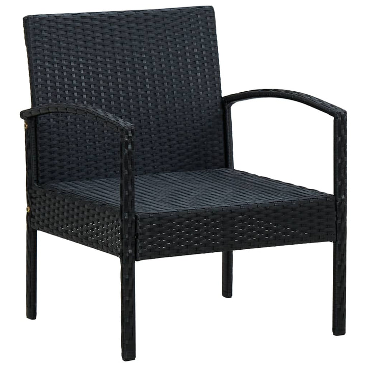 havestol med hynde polyrattan sort