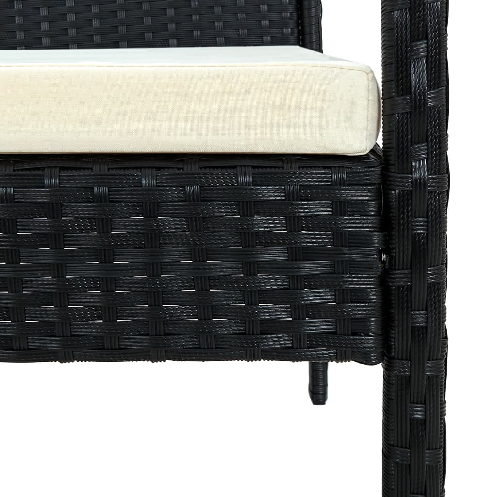 havestol med hynde polyrattan sort