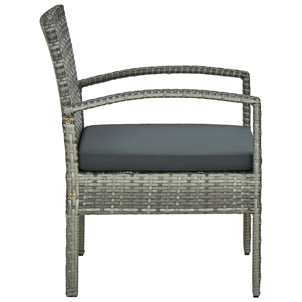 havestol med hynde polyrattan grå