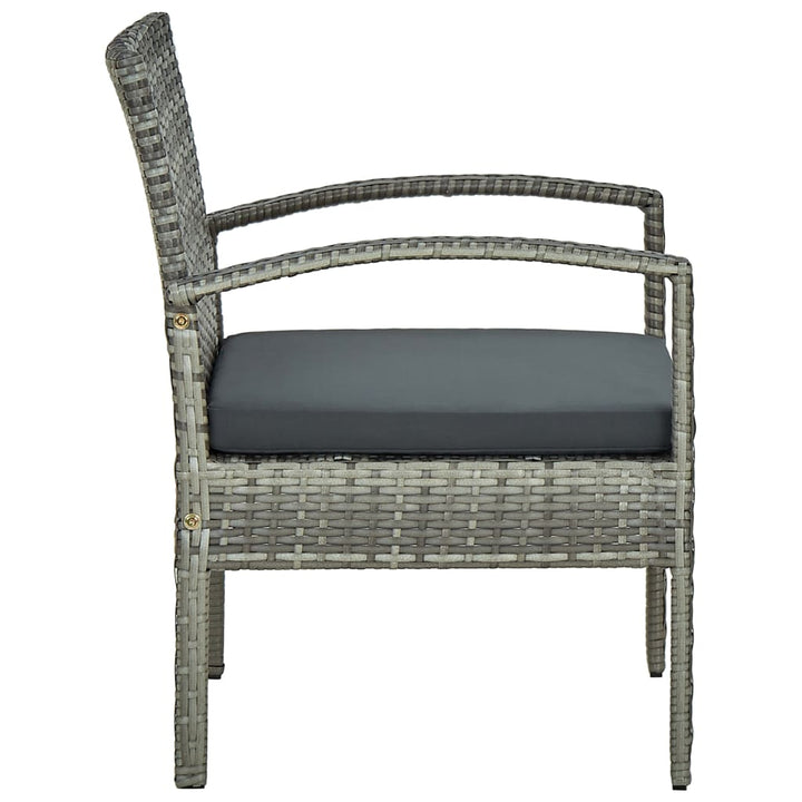 havestol med hynde polyrattan grå