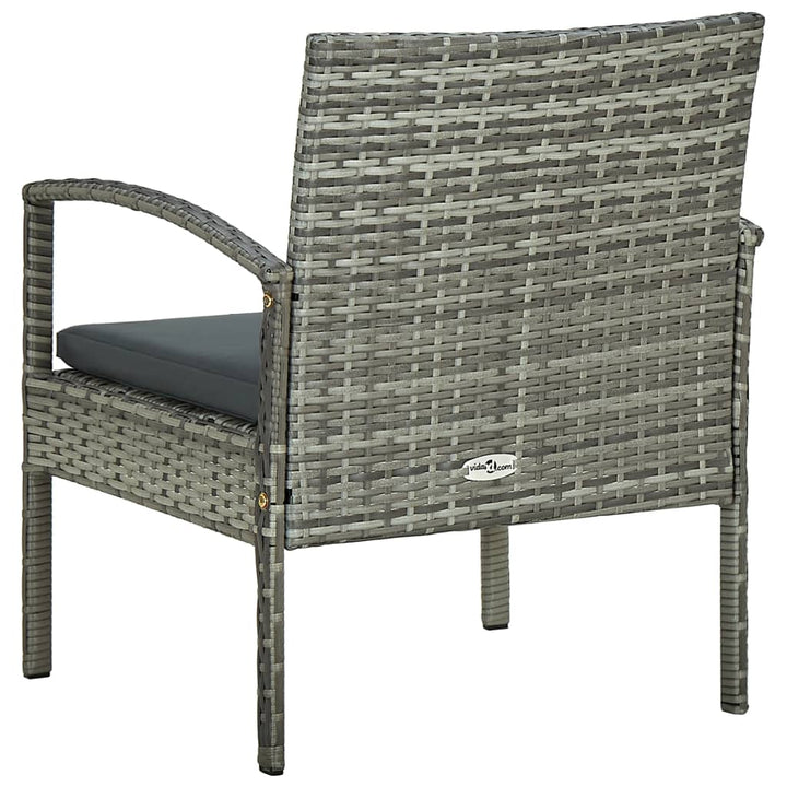 havestol med hynde polyrattan grå