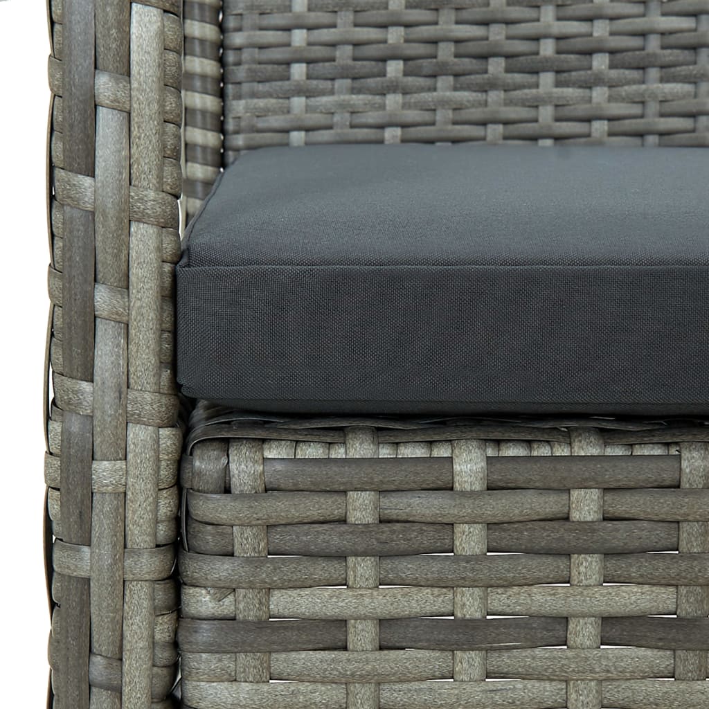 havestol med hynde polyrattan grå